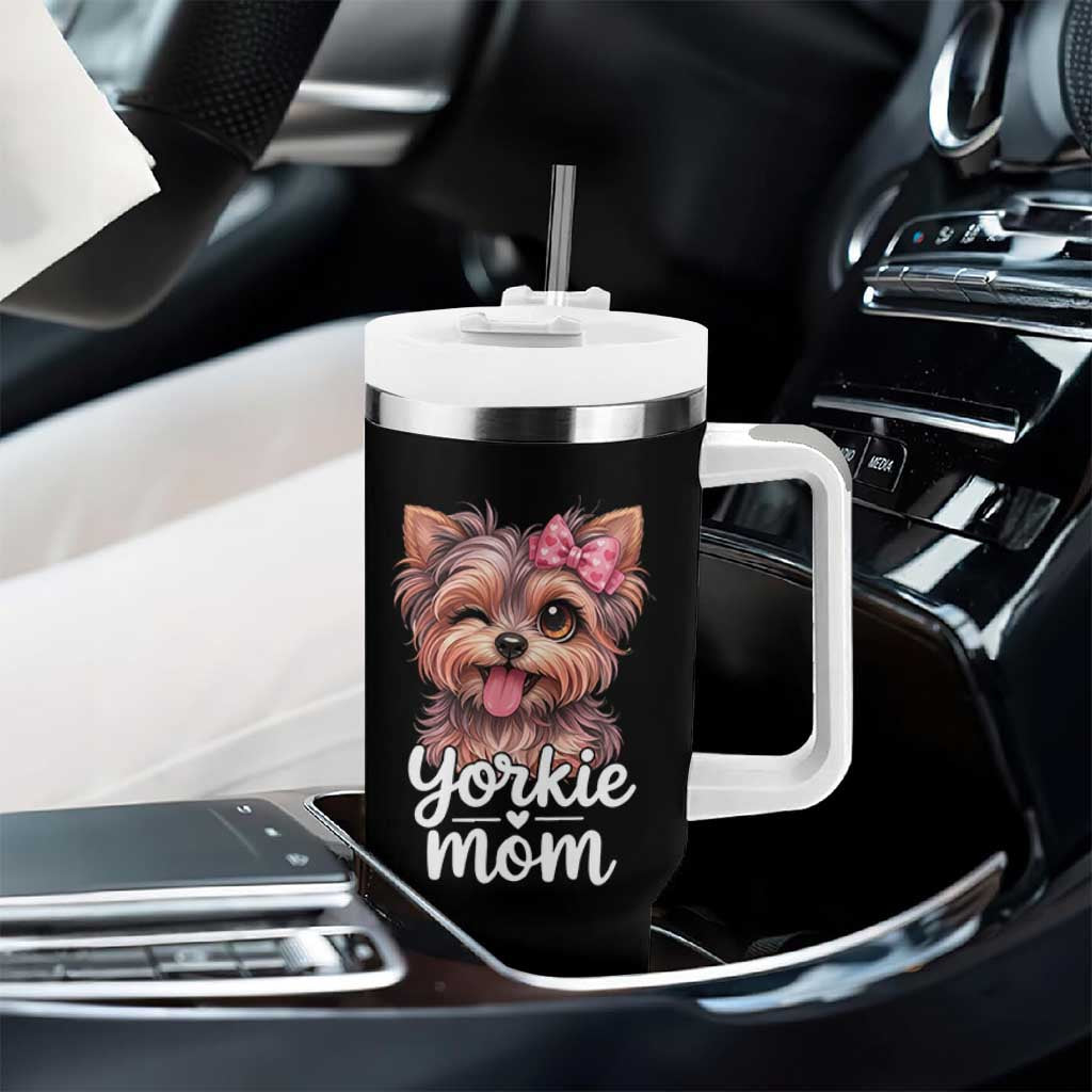 Yorkshire Terrier Dog Mom Tumbler With Handle Cute Yorkie Puppy Gift