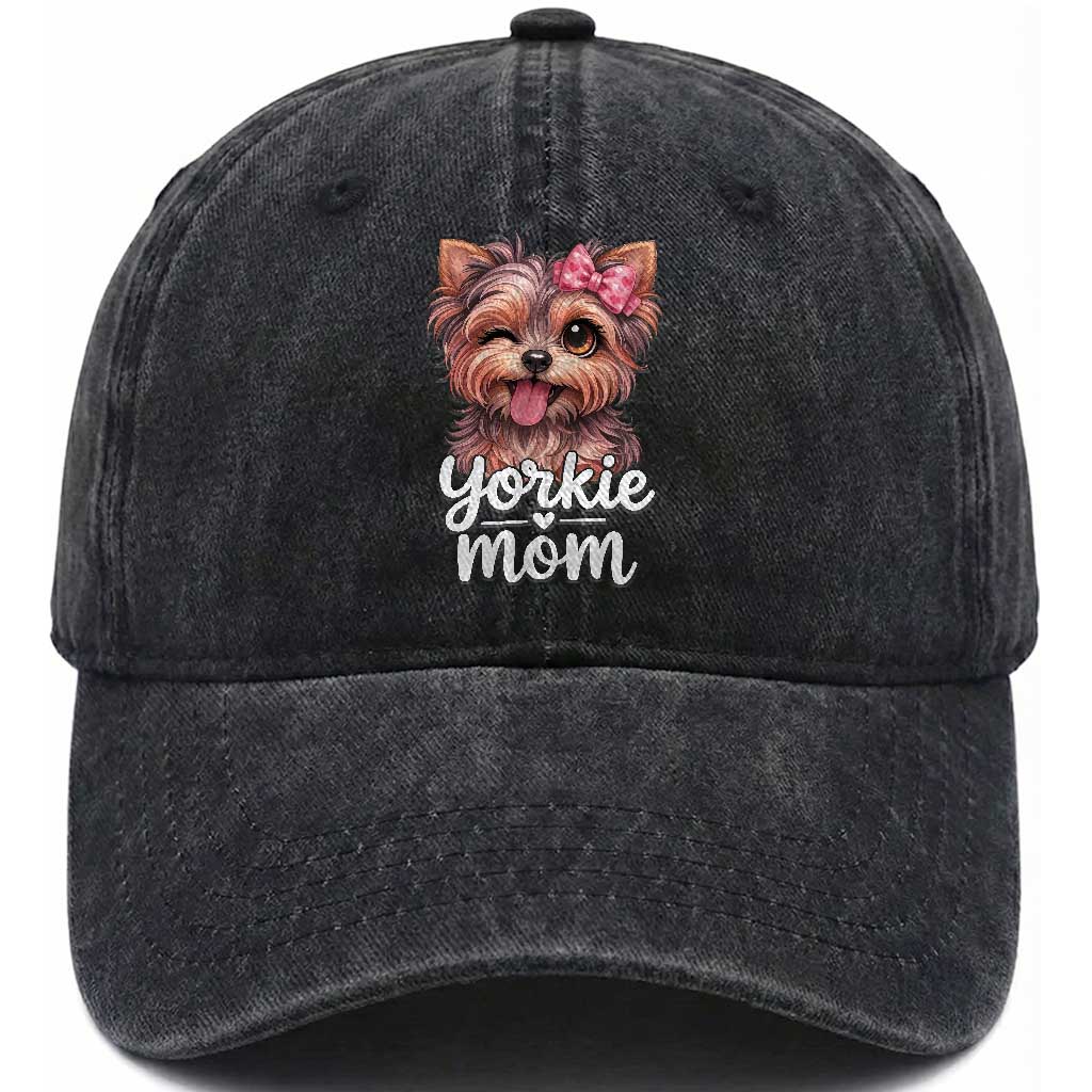 Yorkshire Terrier Dog Mom Washed Cotton Baseball Cap Cute Yorkie Puppy Gift
