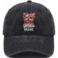 Yorkshire Terrier Dog Mom Washed Cotton Baseball Cap Cute Yorkie Puppy Gift