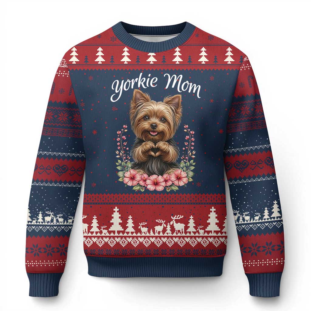 Cute Yorkie Mama Ugly Christmas Sweater Yorkshire Terrier Dog Lover