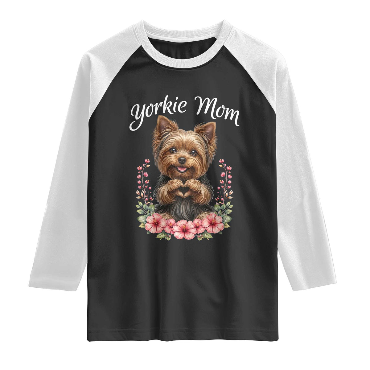 Cute Yorkie Mama Raglan Shirt Yorkshire Terrier Dog Lover
