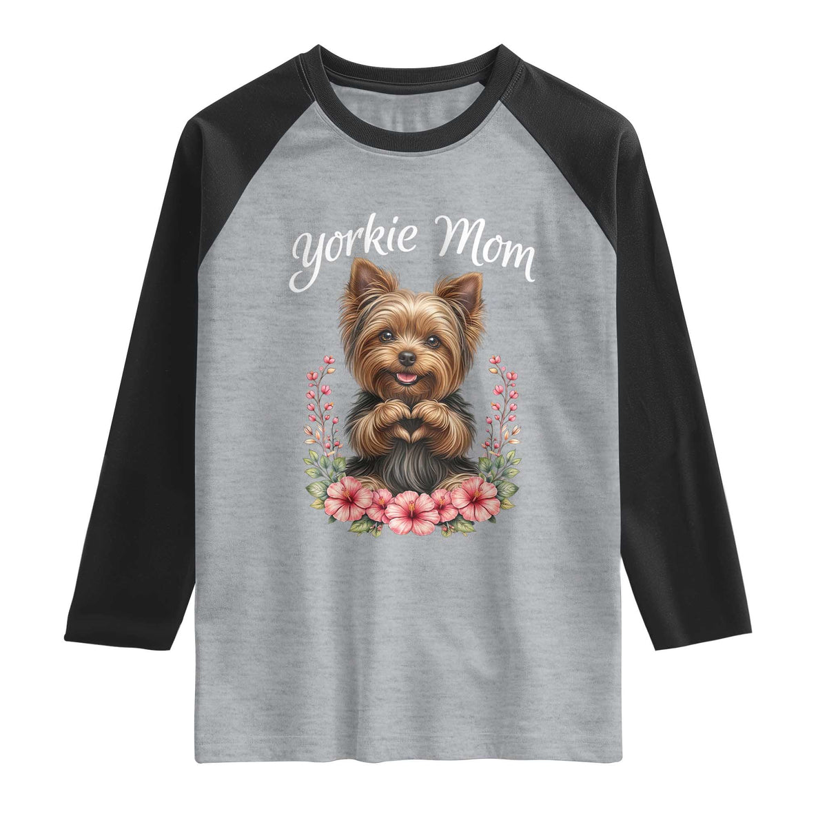 Cute Yorkie Mama Raglan Shirt Yorkshire Terrier Dog Lover