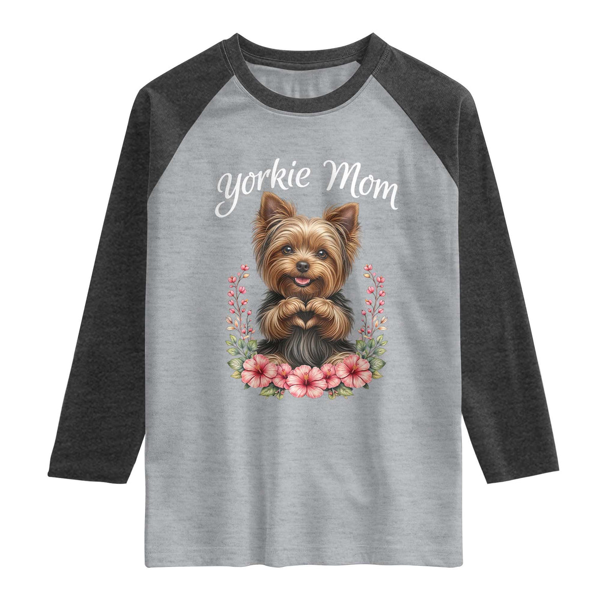 Cute Yorkie Mama Raglan Shirt Yorkshire Terrier Dog Lover
