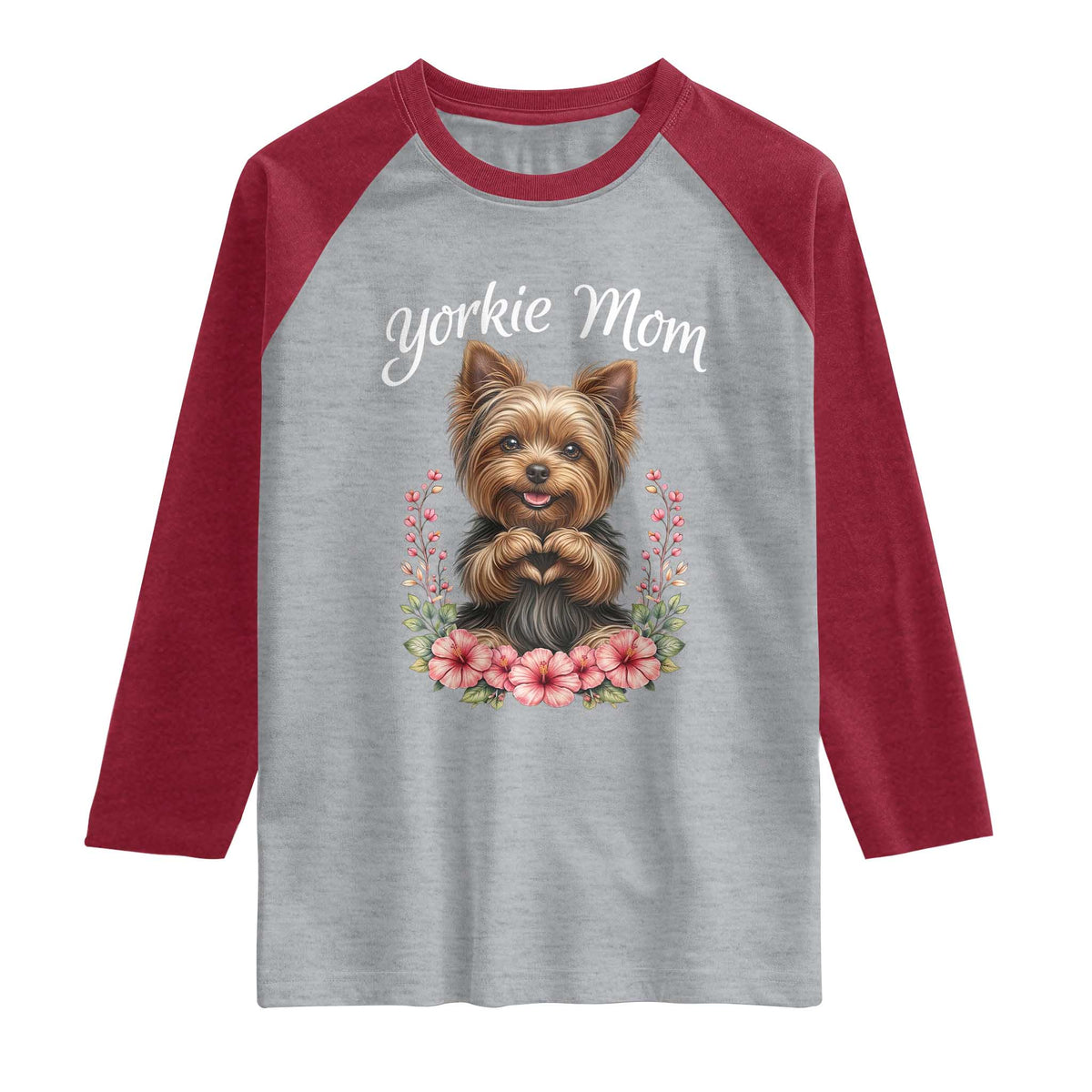 Cute Yorkie Mama Raglan Shirt Yorkshire Terrier Dog Lover
