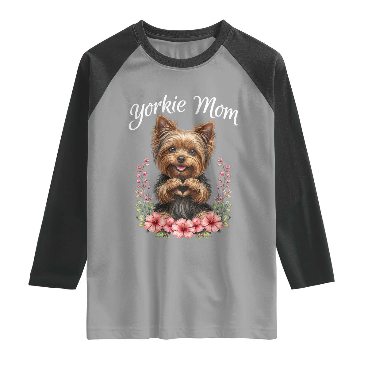 Cute Yorkie Mama Raglan Shirt Yorkshire Terrier Dog Lover