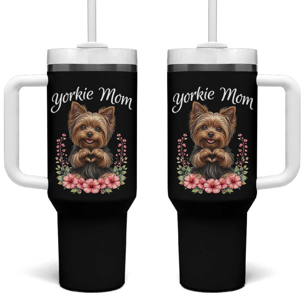 Cute Yorkie Mama Tumbler With Handle Yorkshire Terrier Dog Lover
