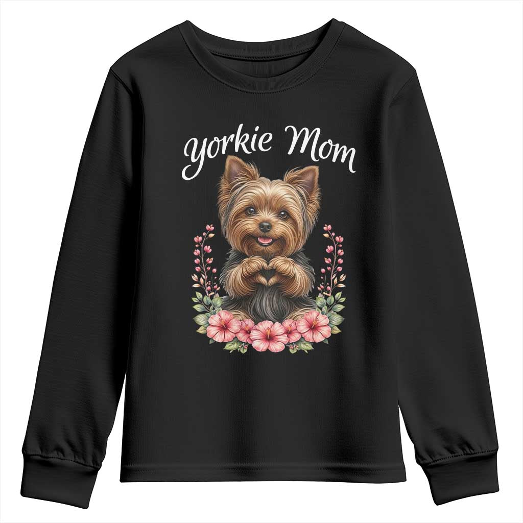 Cute Yorkie Mama Youth Sweatshirt Yorkshire Terrier Dog Lover