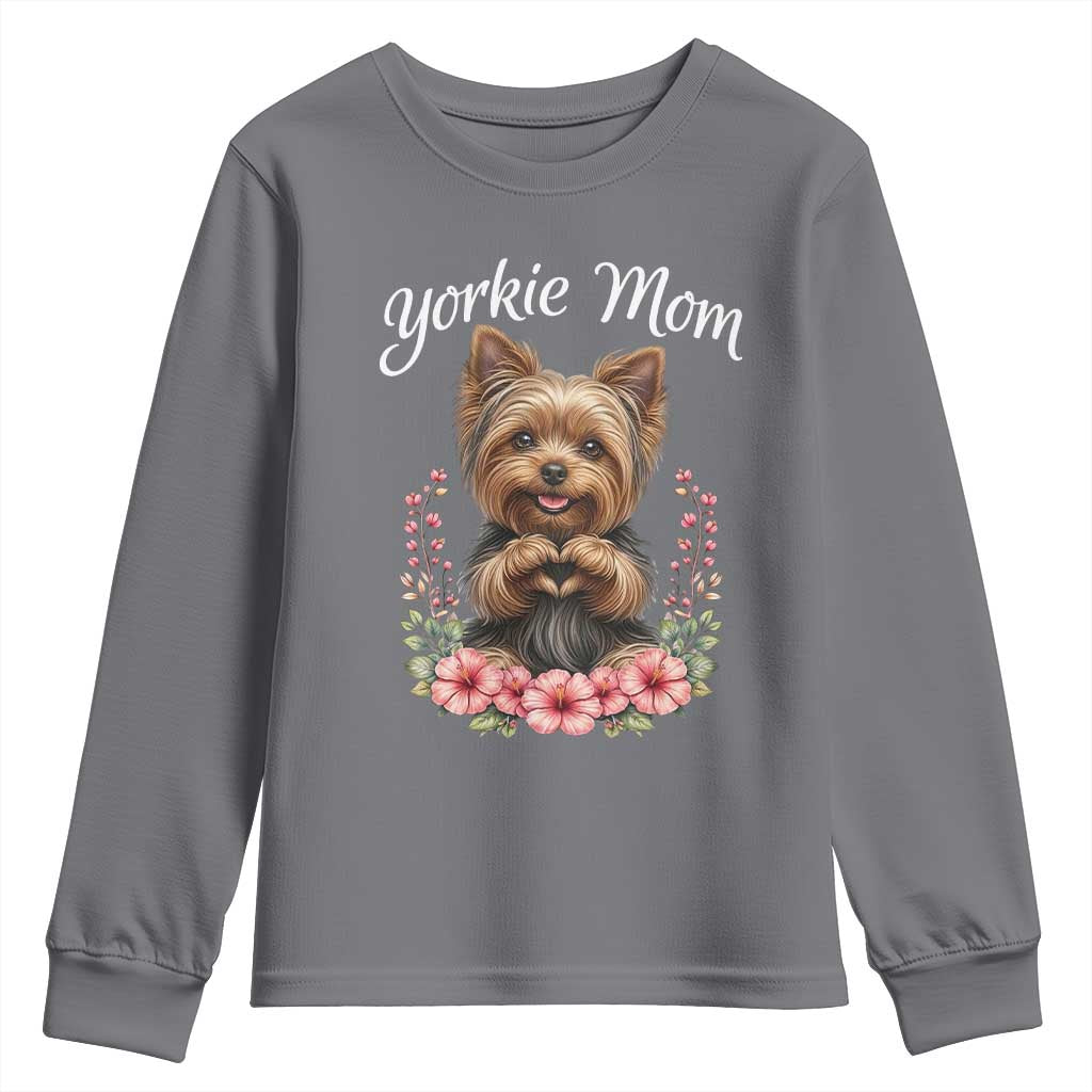 Cute Yorkie Mama Youth Sweatshirt Yorkshire Terrier Dog Lover