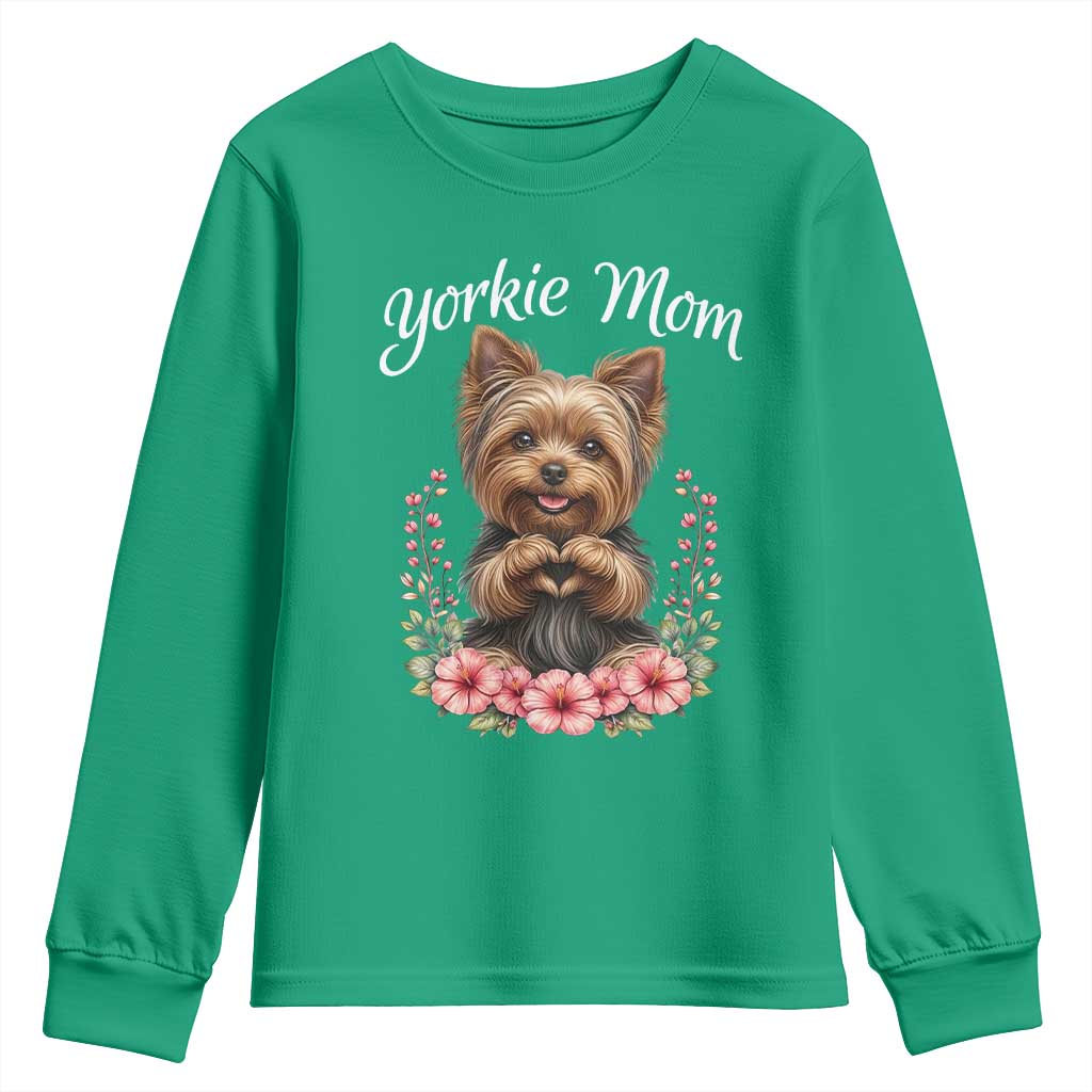 Cute Yorkie Mama Youth Sweatshirt Yorkshire Terrier Dog Lover