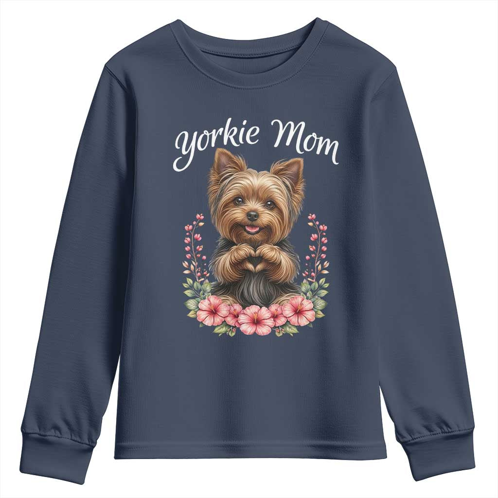 Cute Yorkie Mama Youth Sweatshirt Yorkshire Terrier Dog Lover