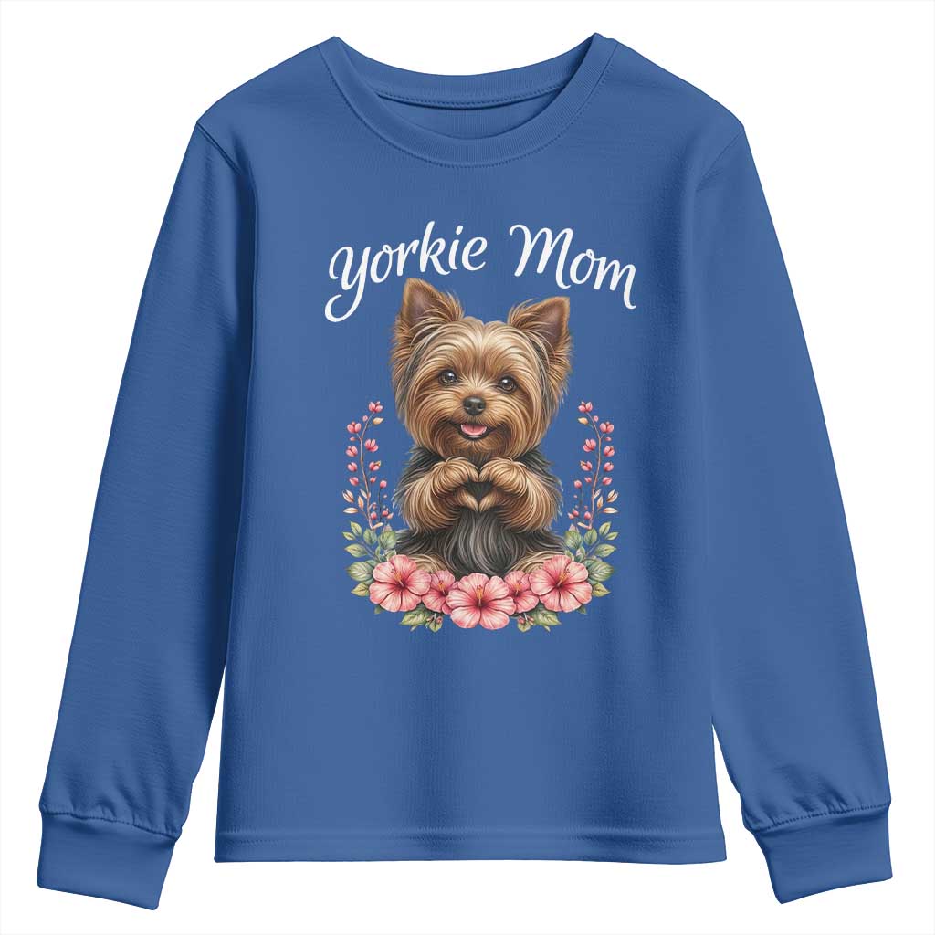 Cute Yorkie Mama Youth Sweatshirt Yorkshire Terrier Dog Lover