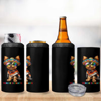 Yorkie De Mayo 4 in 1 Can Cooler Tumbler Cinco De Mayo Dog Lover