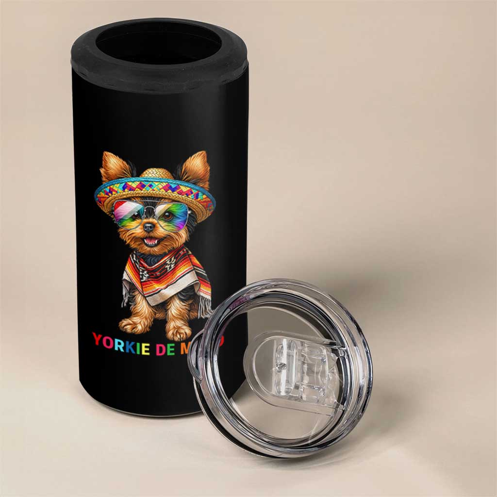 Yorkie De Mayo 4 in 1 Can Cooler Tumbler Cinco De Mayo Dog Lover