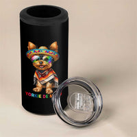 Yorkie De Mayo 4 in 1 Can Cooler Tumbler Cinco De Mayo Dog Lover