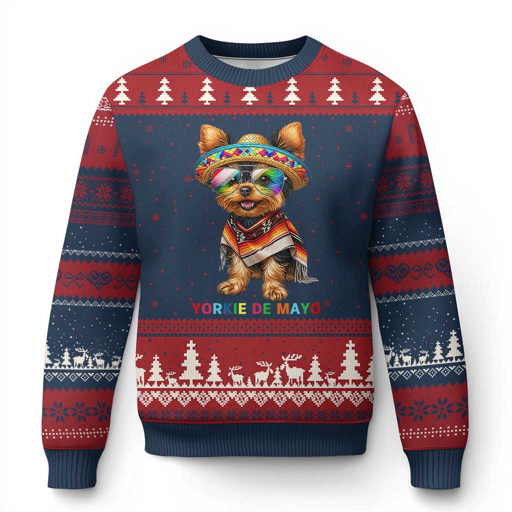Yorkie De Mayo Ugly Christmas Sweater Cinco De Mayo Dog Lover