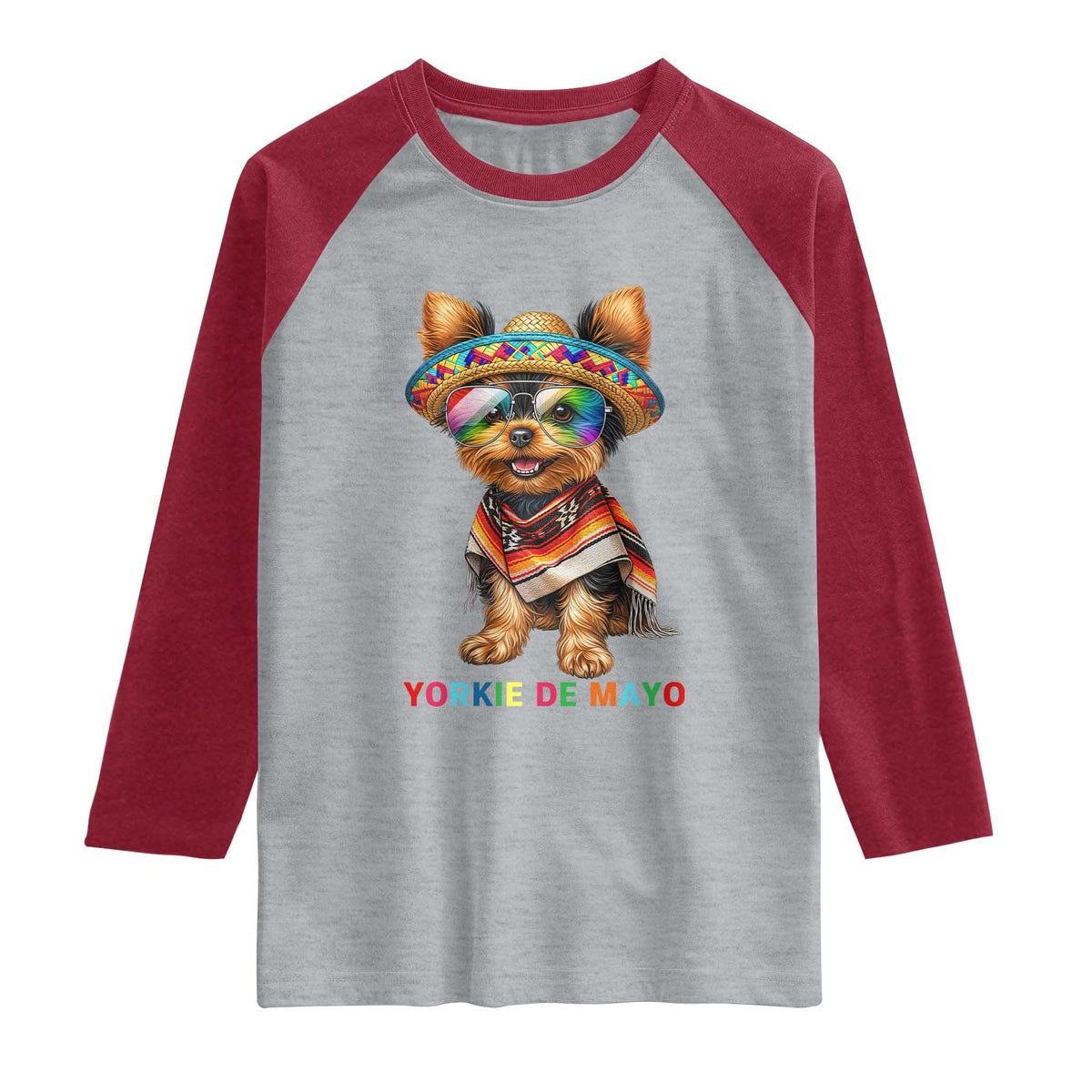 Yorkie De Mayo Raglan Shirt Cinco De Mayo Dog Lover
