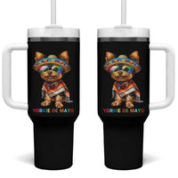 Yorkie De Mayo Tumbler With Handle Cinco De Mayo Dog Lover