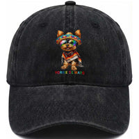 Yorkie De Mayo Washed Cotton Baseball Cap Cinco De Mayo Dog Lover