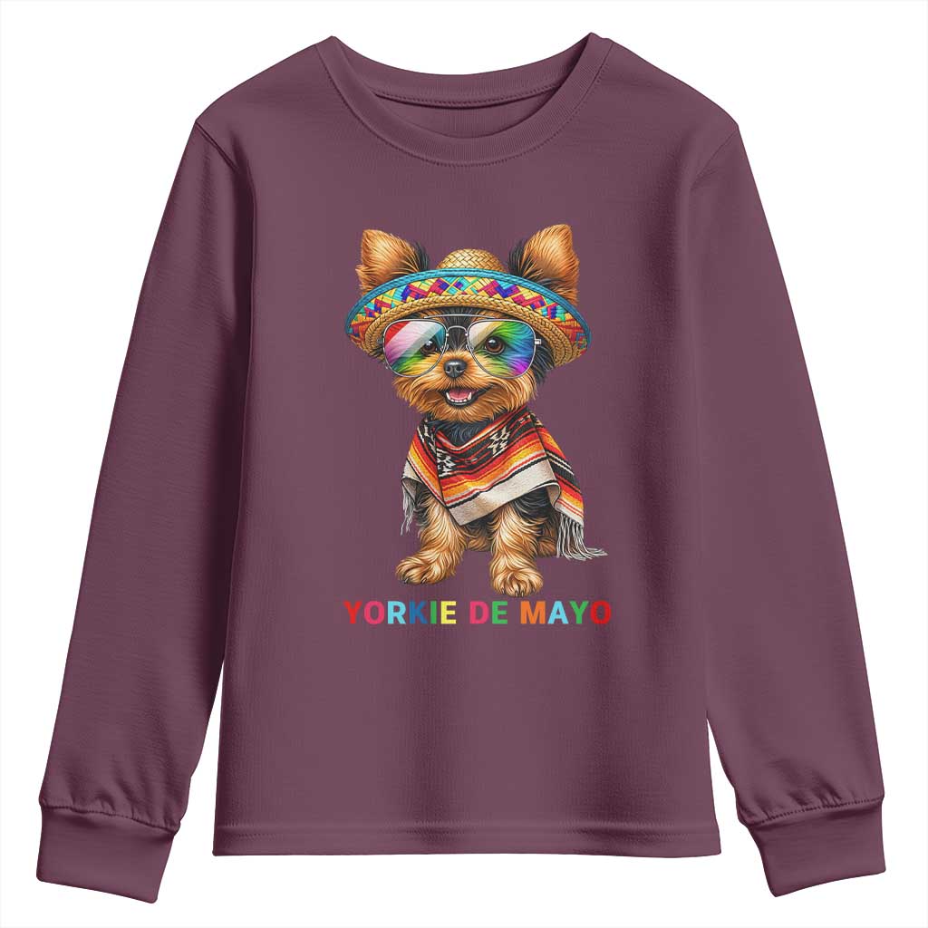 Yorkie De Mayo Youth Sweatshirt Cinco De Mayo Dog Lover