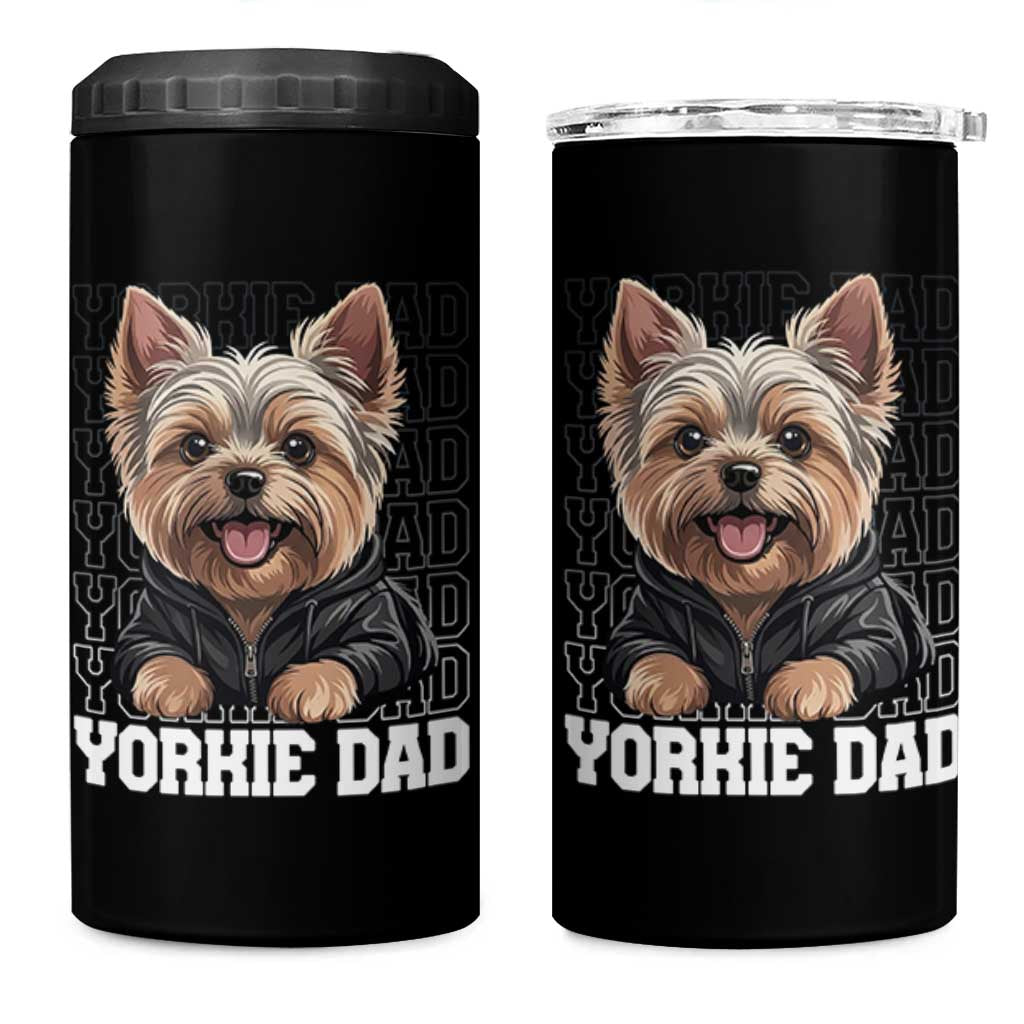 Proud Yorkshire Terrier Dad 4 in 1 Can Cooler Tumbler Fathers Day Dog Lover Gift