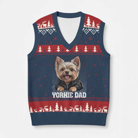 Proud Yorkshire Terrier Dad V-Neck Knit Sweater Vest Fathers Day Dog Lover Gift