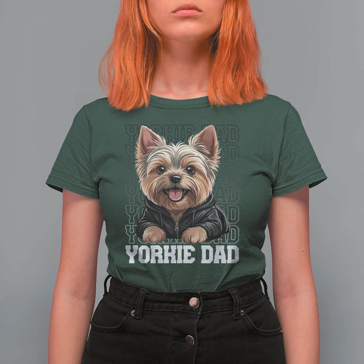 Proud Yorkshire Terrier Dad T Shirt For Women Fathers Day Dog Lover Gift