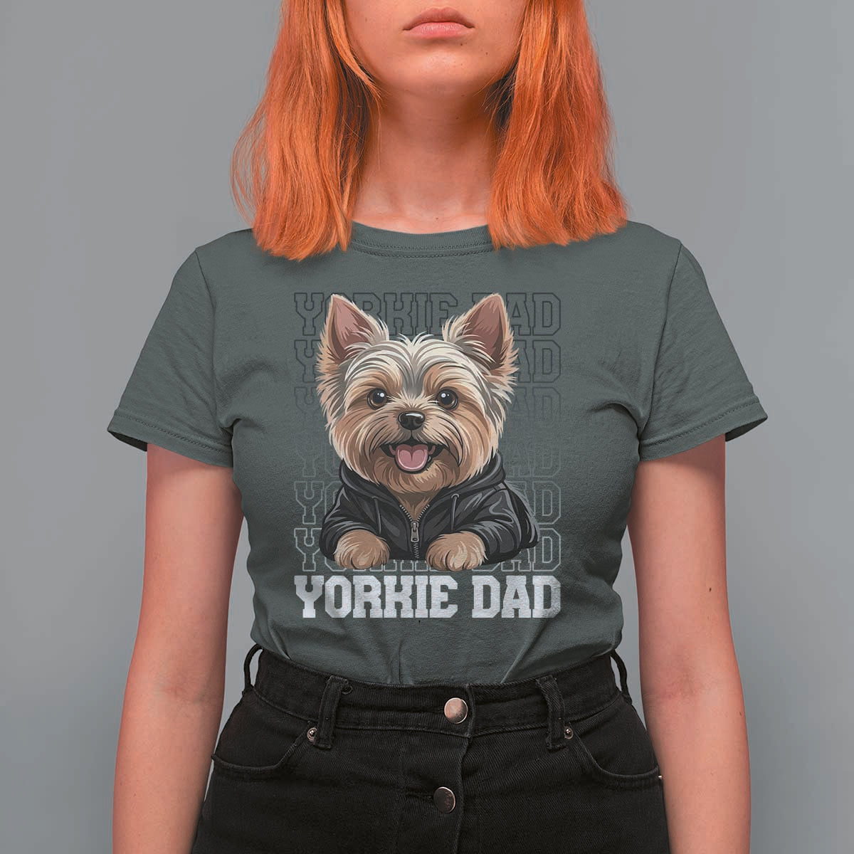 Proud Yorkshire Terrier Dad T Shirt For Women Fathers Day Dog Lover Gift