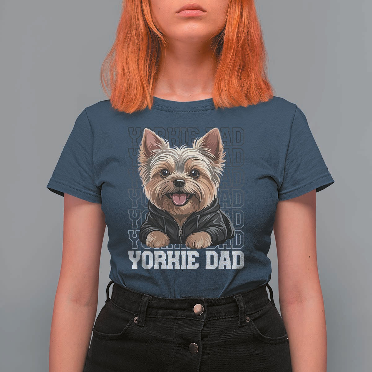 Proud Yorkshire Terrier Dad T Shirt For Women Fathers Day Dog Lover Gift