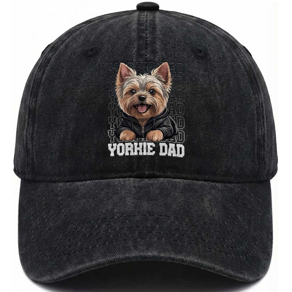 Proud Yorkshire Terrier Dad Washed Cotton Baseball Cap Fathers Day Dog Lover Gift