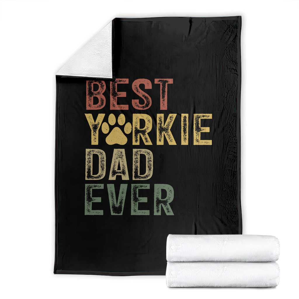 Best Yorkie Dad Ever Throw Blanket Retro Vintage Yorkshire Terrier Gift