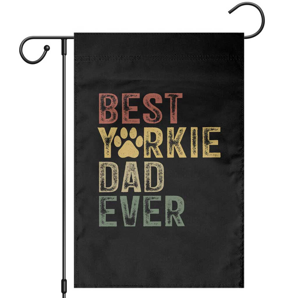 Best Yorkie Dad Ever Garden Flag Retro Vintage Yorkshire Terrier Gift