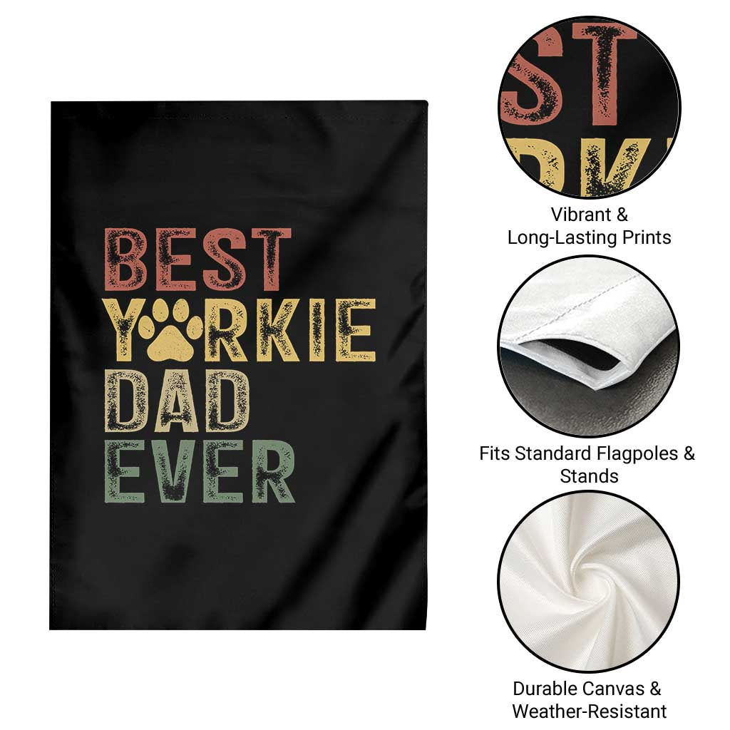Best Yorkie Dad Ever Garden Flag Retro Vintage Yorkshire Terrier Gift