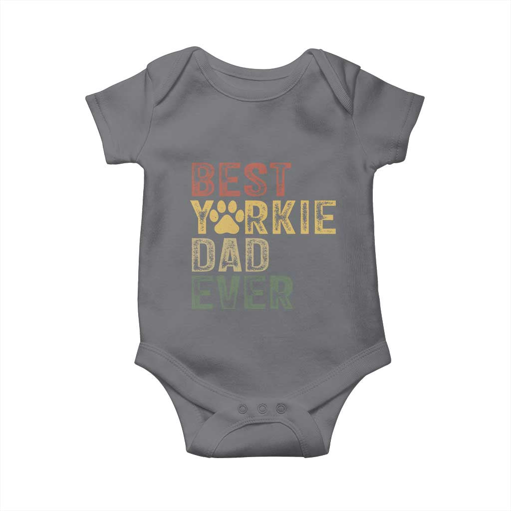 Best Yorkie Dad Ever Baby Onesie Retro Vintage Yorkshire Terrier Gift