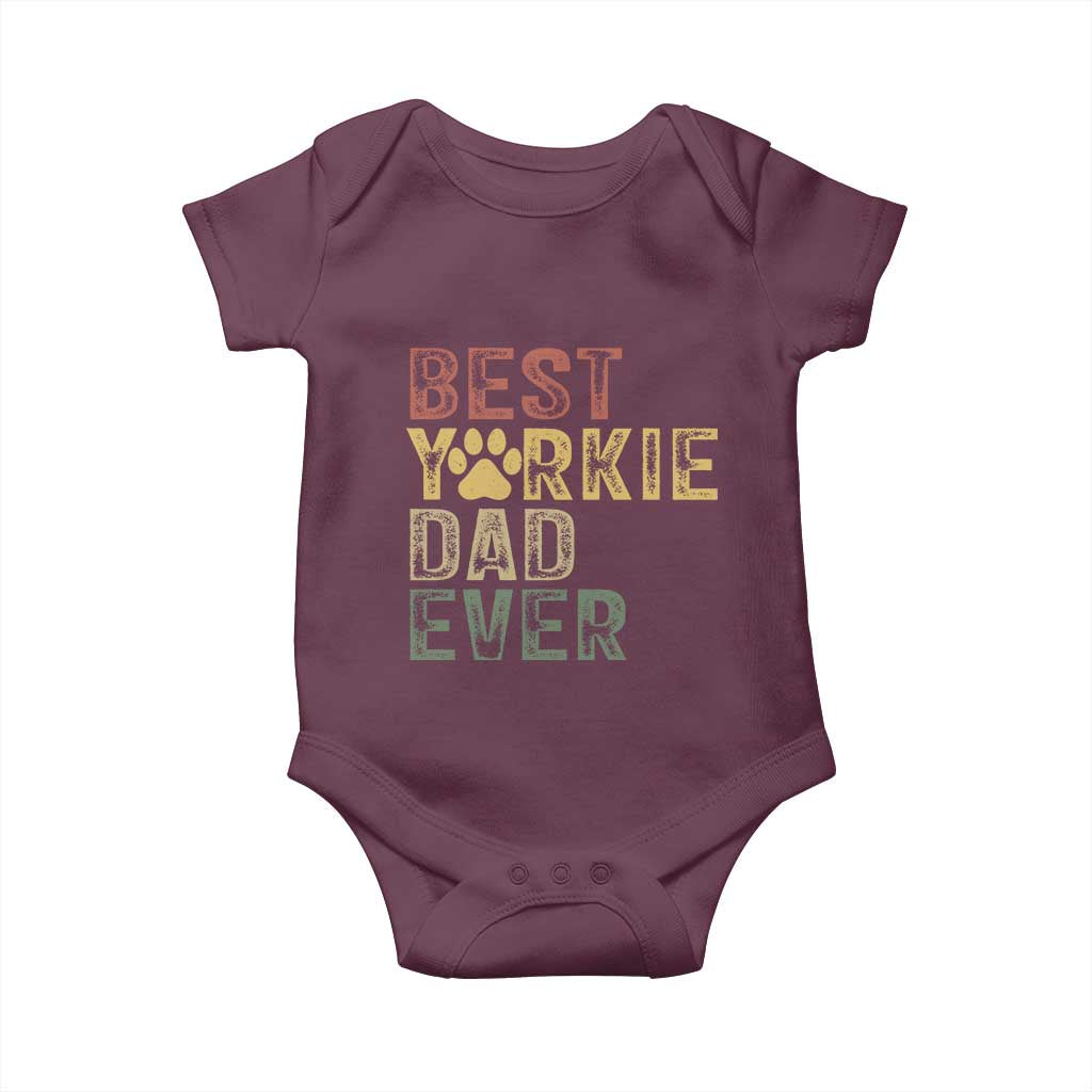 Best Yorkie Dad Ever Baby Onesie Retro Vintage Yorkshire Terrier Gift
