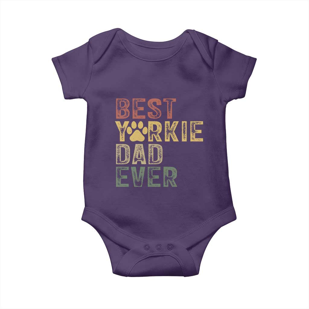 Best Yorkie Dad Ever Baby Onesie Retro Vintage Yorkshire Terrier Gift