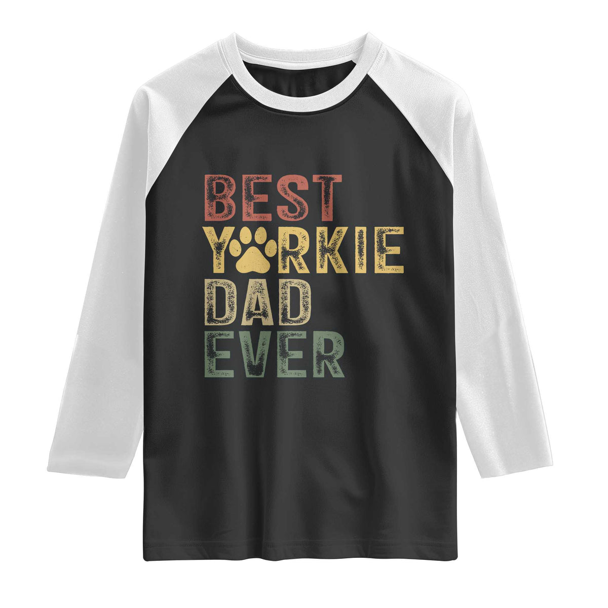 Best Yorkie Dad Ever Raglan Shirt Retro Vintage Yorkshire Terrier Gift