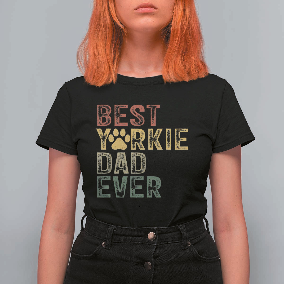 Best Yorkie Dad Ever T Shirt For Women Retro Vintage Yorkshire Terrier Gift