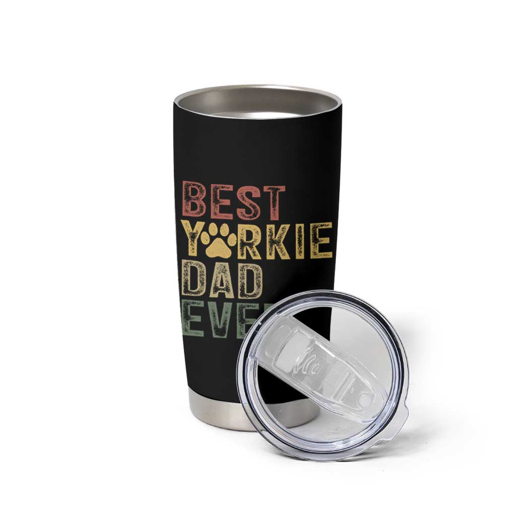Best Yorkie Dad Ever Tumbler Cup Retro Vintage Yorkshire Terrier Gift