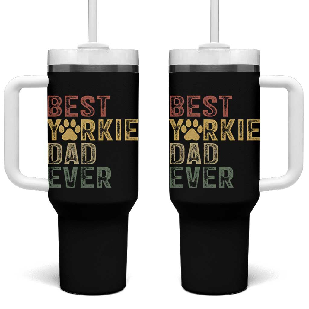 Best Yorkie Dad Ever Tumbler With Handle Retro Vintage Yorkshire Terrier Gift