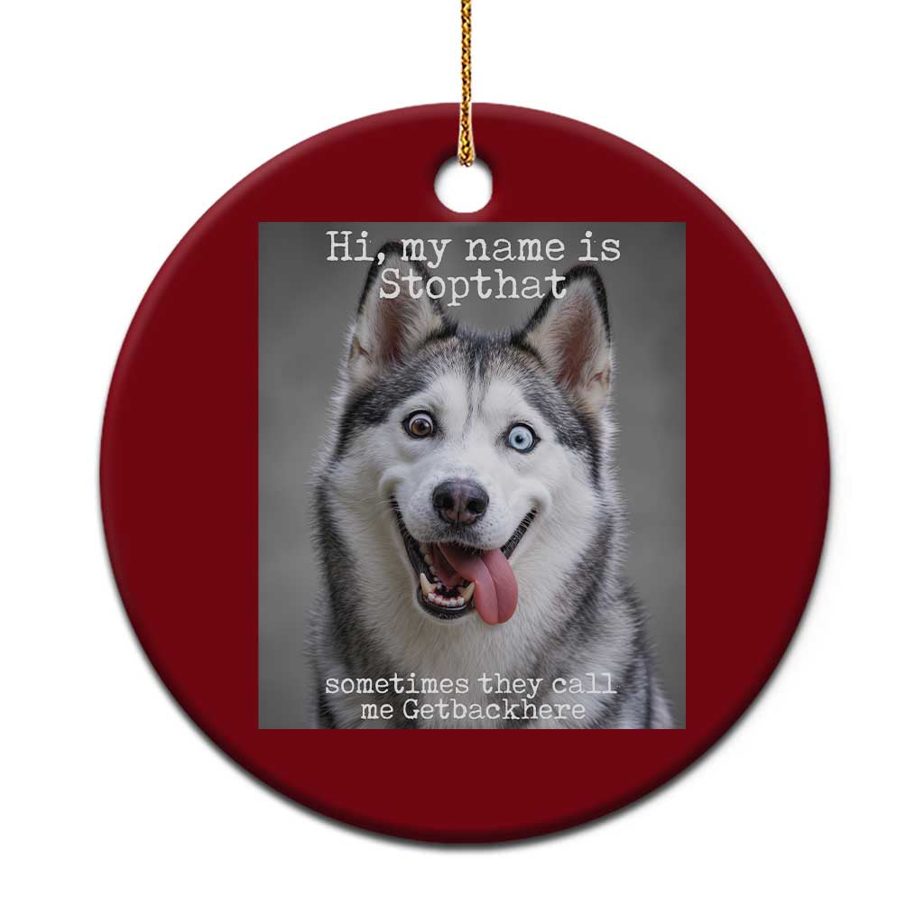 Funny Siberian Husky Meme Ceramic Ornament My Name Is Stop That