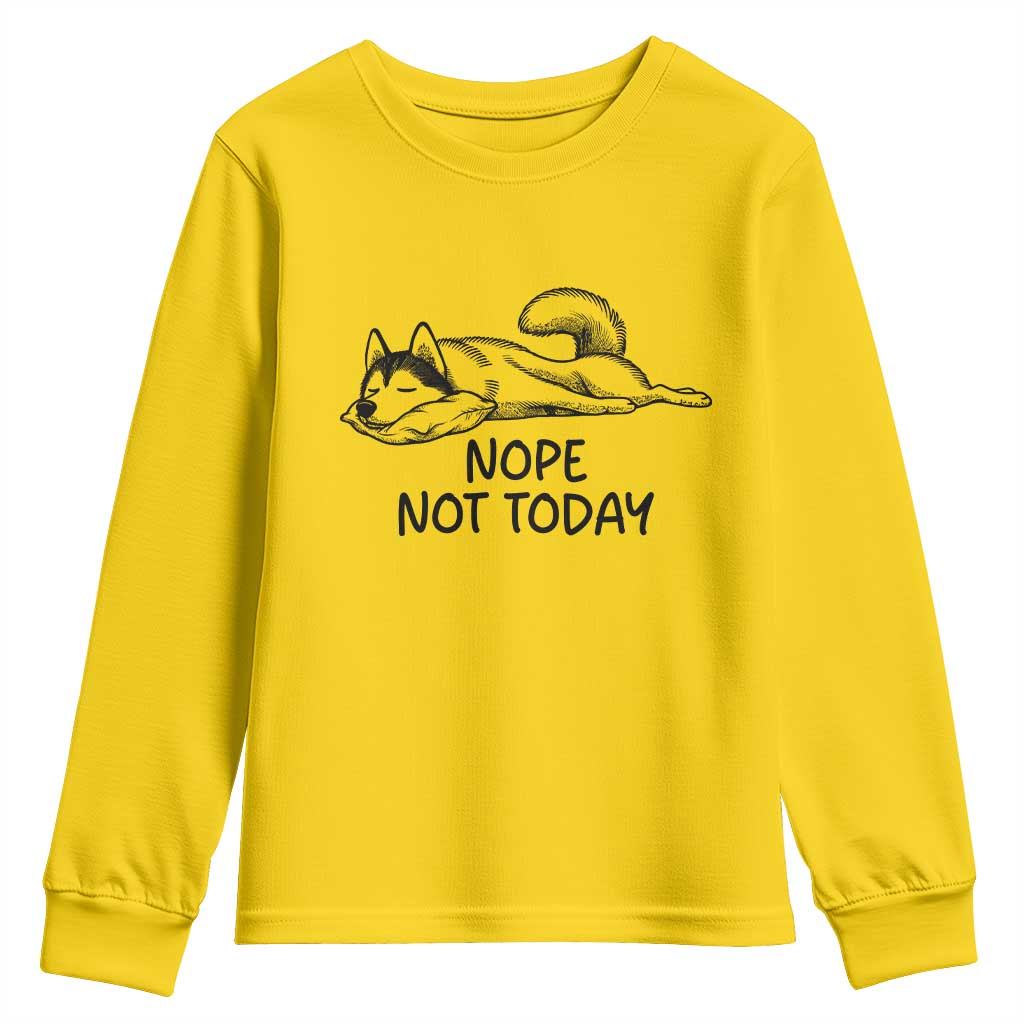 Nope Not Today Youth Sweatshirt Funny Siberian Husky Lazy Mood