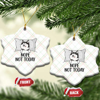 Lazy Siberian Husky Meme Ceramic Ornament Nope Not Today