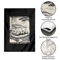 Vintage Japanese Ukiyoe Siberian Husky Garden Flag Cute Sleeping Animal Gift