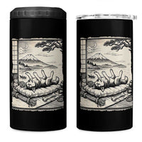 Vintage Japanese Ukiyoe Siberian Husky 4 in 1 Can Cooler Tumbler Cute Sleeping Animal Gift