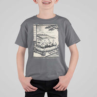 Vintage Japanese Ukiyoe Siberian Husky T Shirt For Kid Cute Sleeping Animal Gift