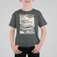 Vintage Japanese Ukiyoe Siberian Husky T Shirt For Kid Cute Sleeping Animal Gift