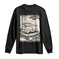 Vintage Japanese Ukiyoe Siberian Husky Long Sleeve Shirt Cute Sleeping Animal Gift