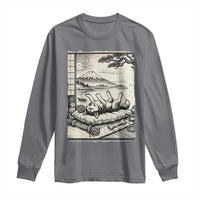 Vintage Japanese Ukiyoe Siberian Husky Long Sleeve Shirt Cute Sleeping Animal Gift