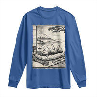Vintage Japanese Ukiyoe Siberian Husky Long Sleeve Shirt Cute Sleeping Animal Gift