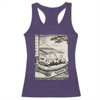 Vintage Japanese Ukiyoe Siberian Husky Racerback Tank Top Cute Sleeping Animal Gift